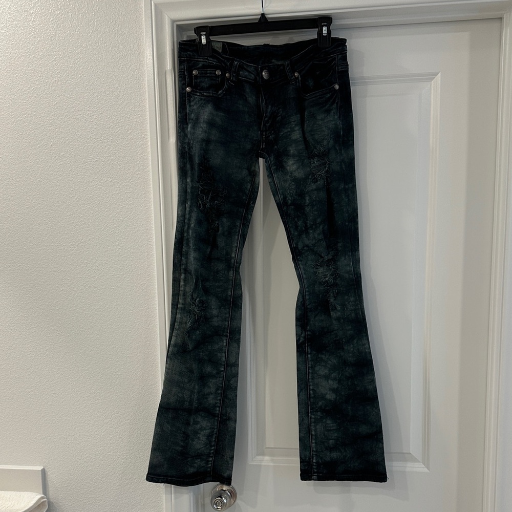 Machine Black Low‎ Rise Stretch Flare Jeans